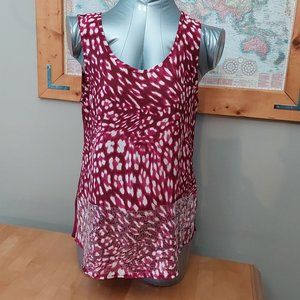 Juicy Couture Dark Fuchsia Print Sleeveless Blouse Lightweight Flowy Tank Small